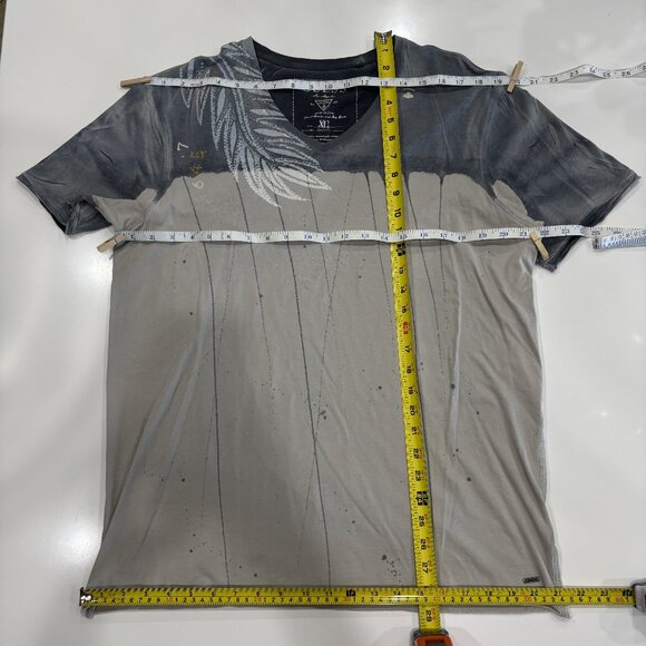 Guess XL Cotton Short Sleeve V Neck Graphic Abstract Paint Floral Tee T Shirt - Picture 13 of 13
